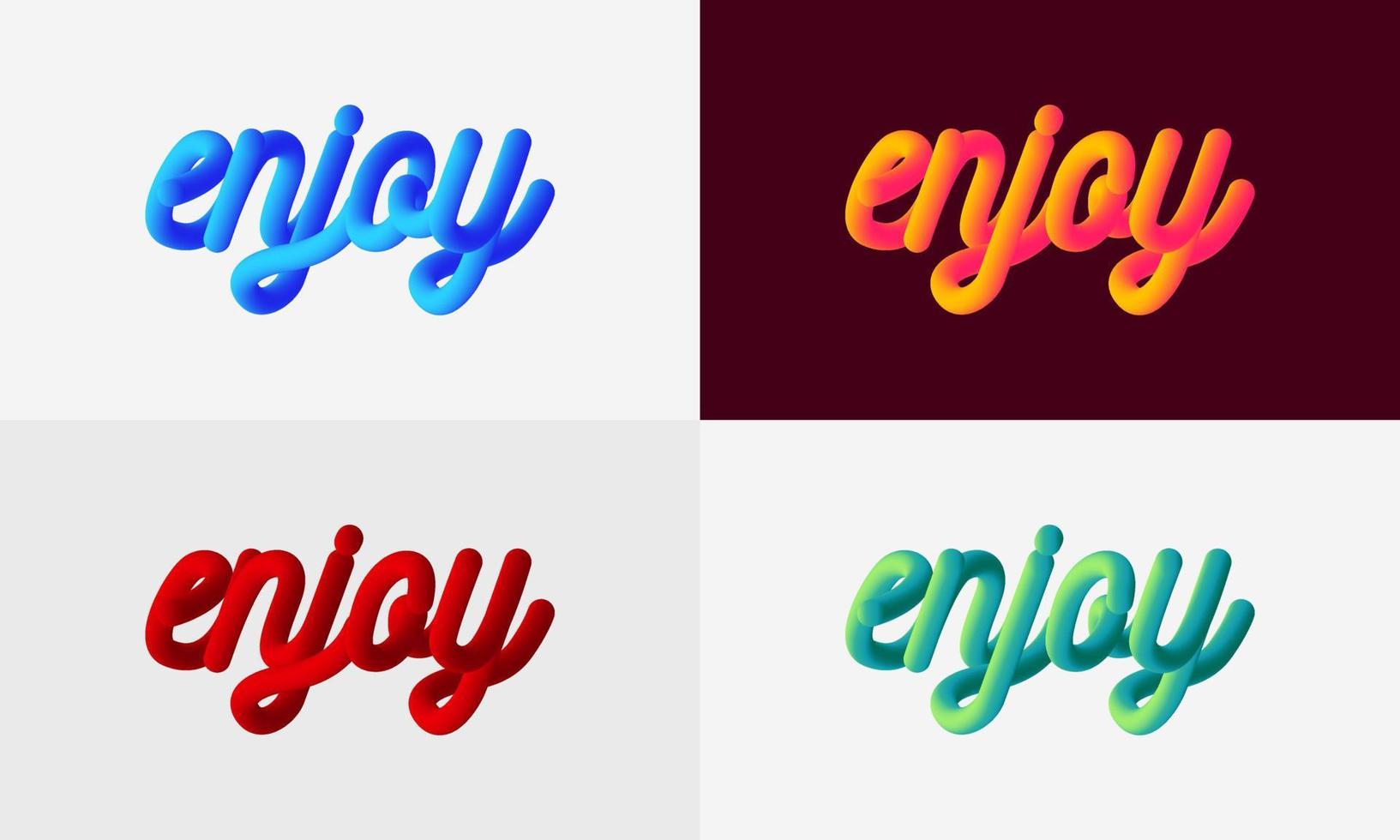 Modern Enjoy lettering line Blend Background, Vibrant gradient blended fluid vector