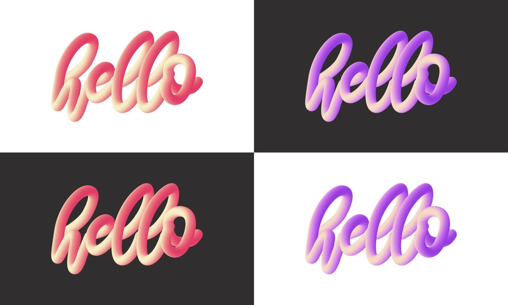 fondo de mezcla de línea de letras hello moderno, fluido mezclado degradado vibrante vector