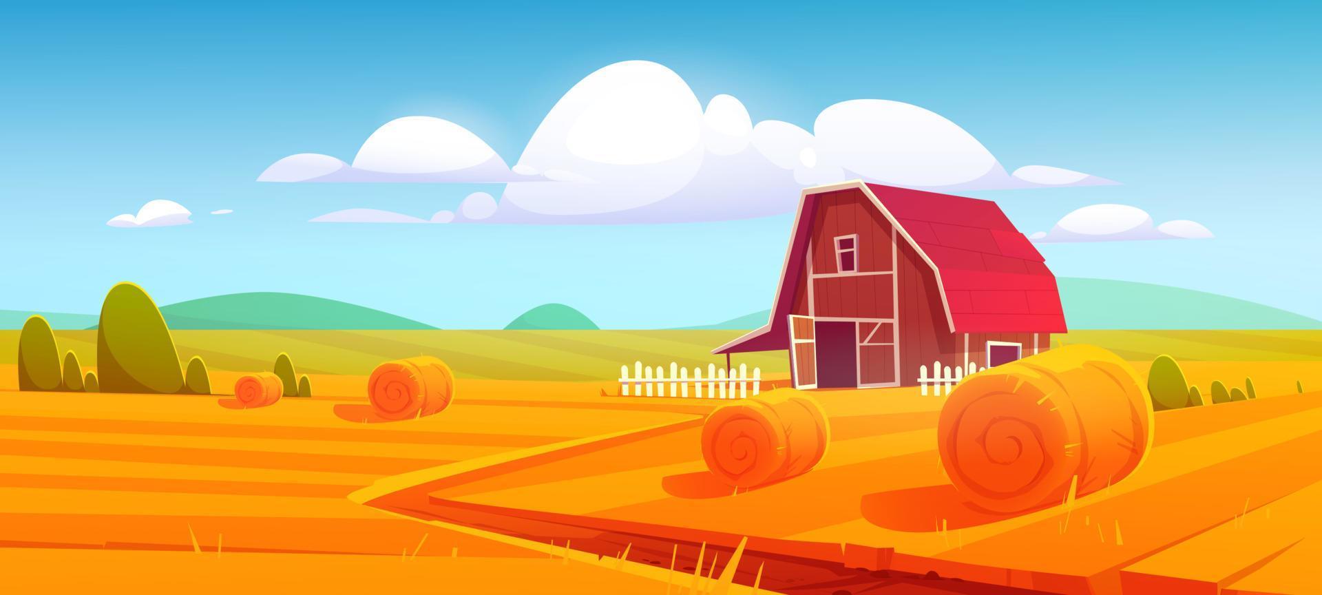 Barn on farm nature rural background vector