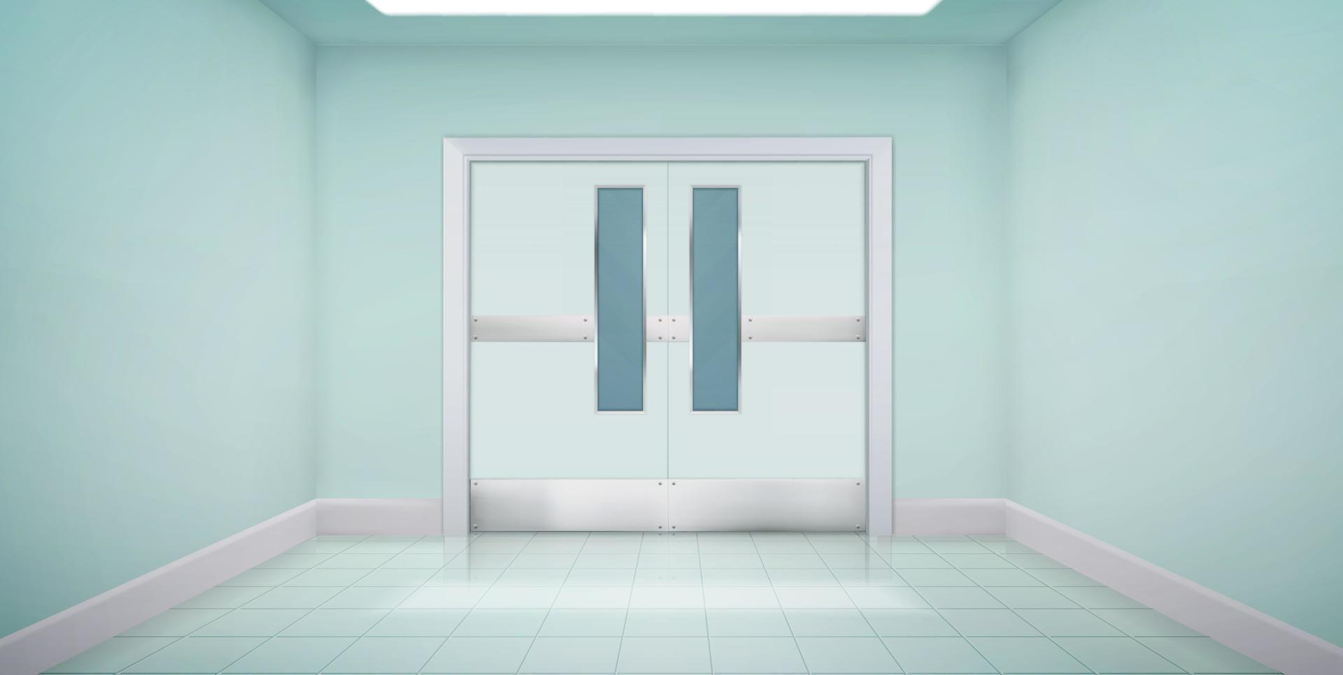 Doors in laboratory, kitchen, hospital or school vector