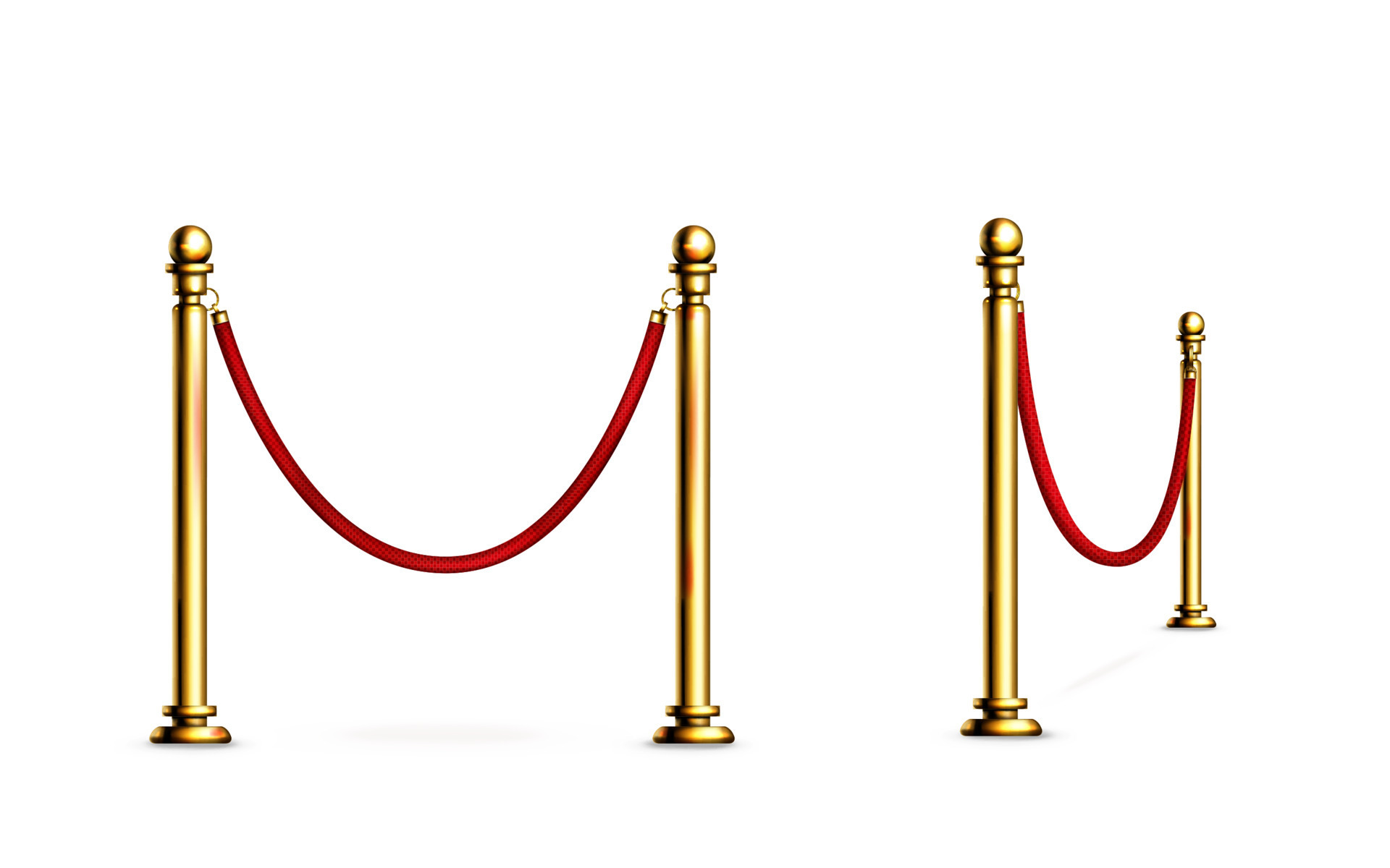 Barrier with rope and gold poles for red carpet 14718480 Vector Art at