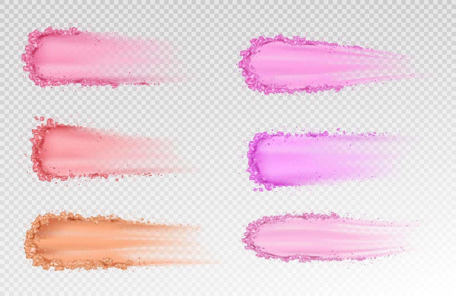 Dry powder, skin foundation smears, brush strokes vector