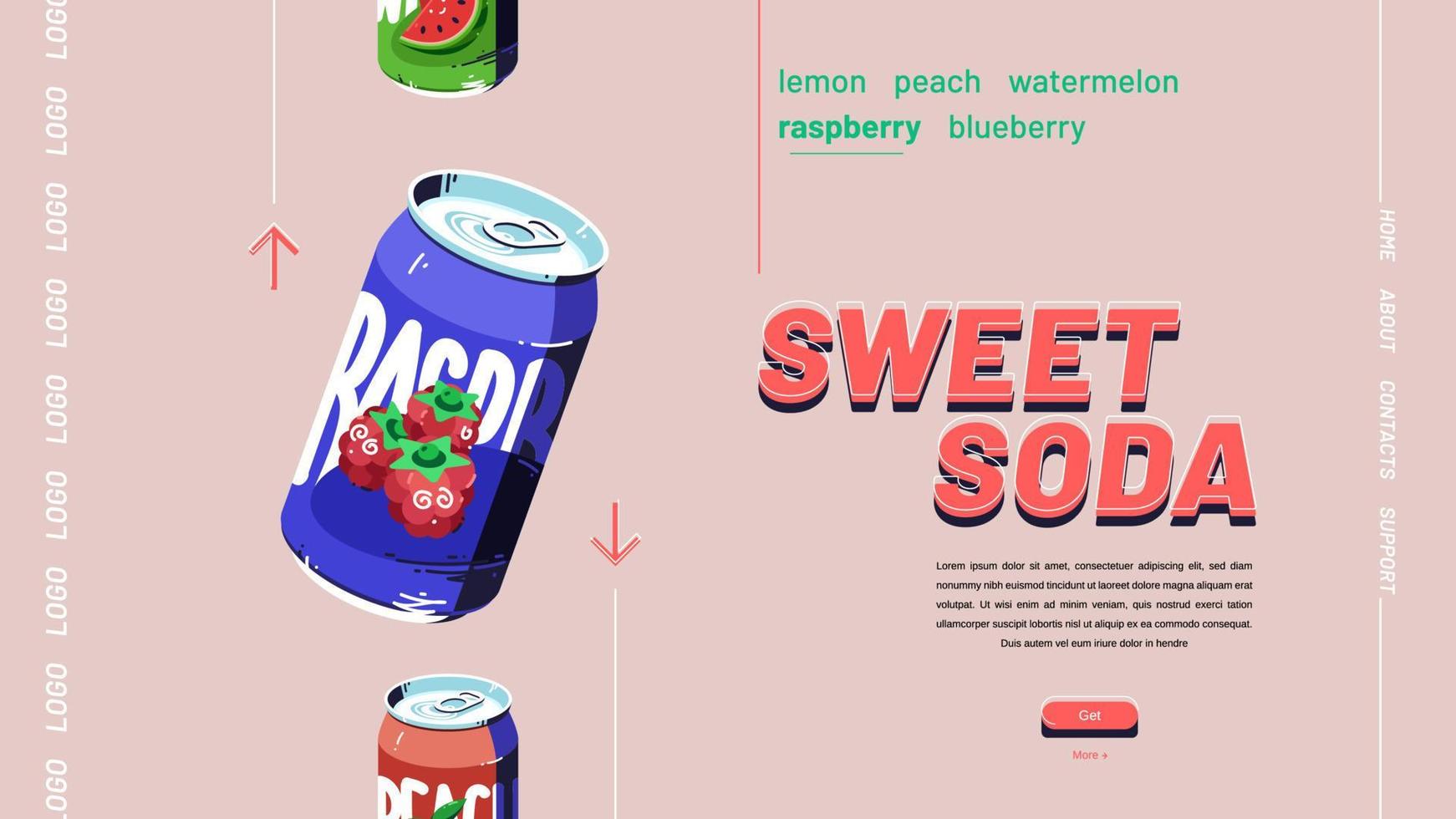 Vector banner of sweet soda, fruit drink