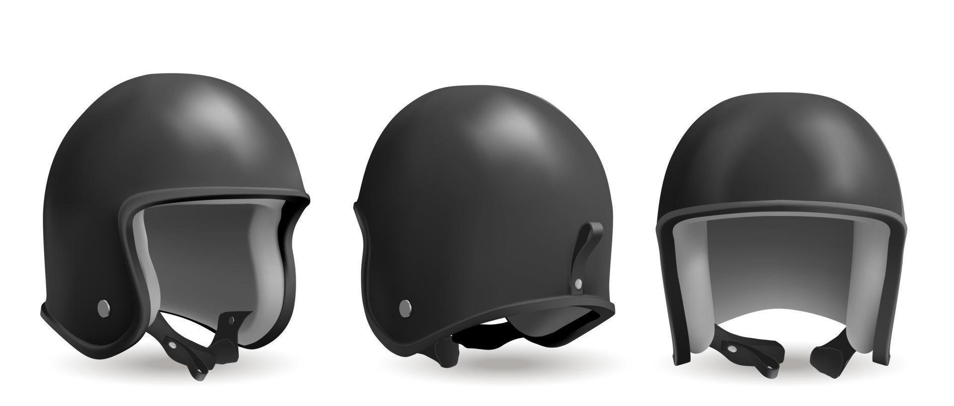 casco de moto retro negro vector