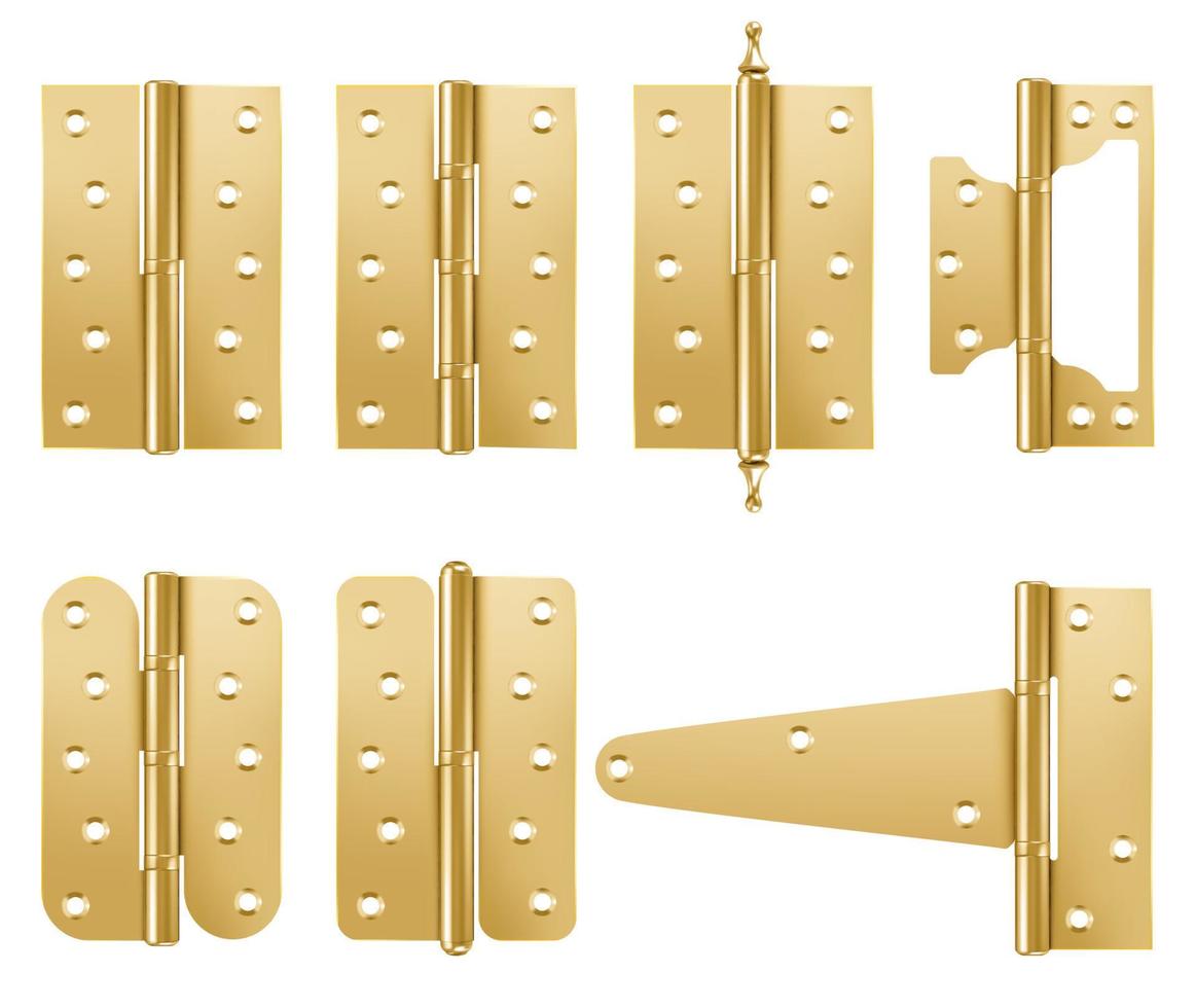 Door hinges, yellow colored metal noose hardware vector