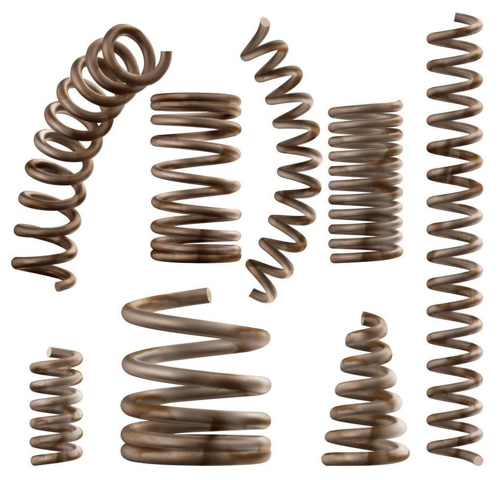 Rusty metal springs, dirty coils for bed or car vector