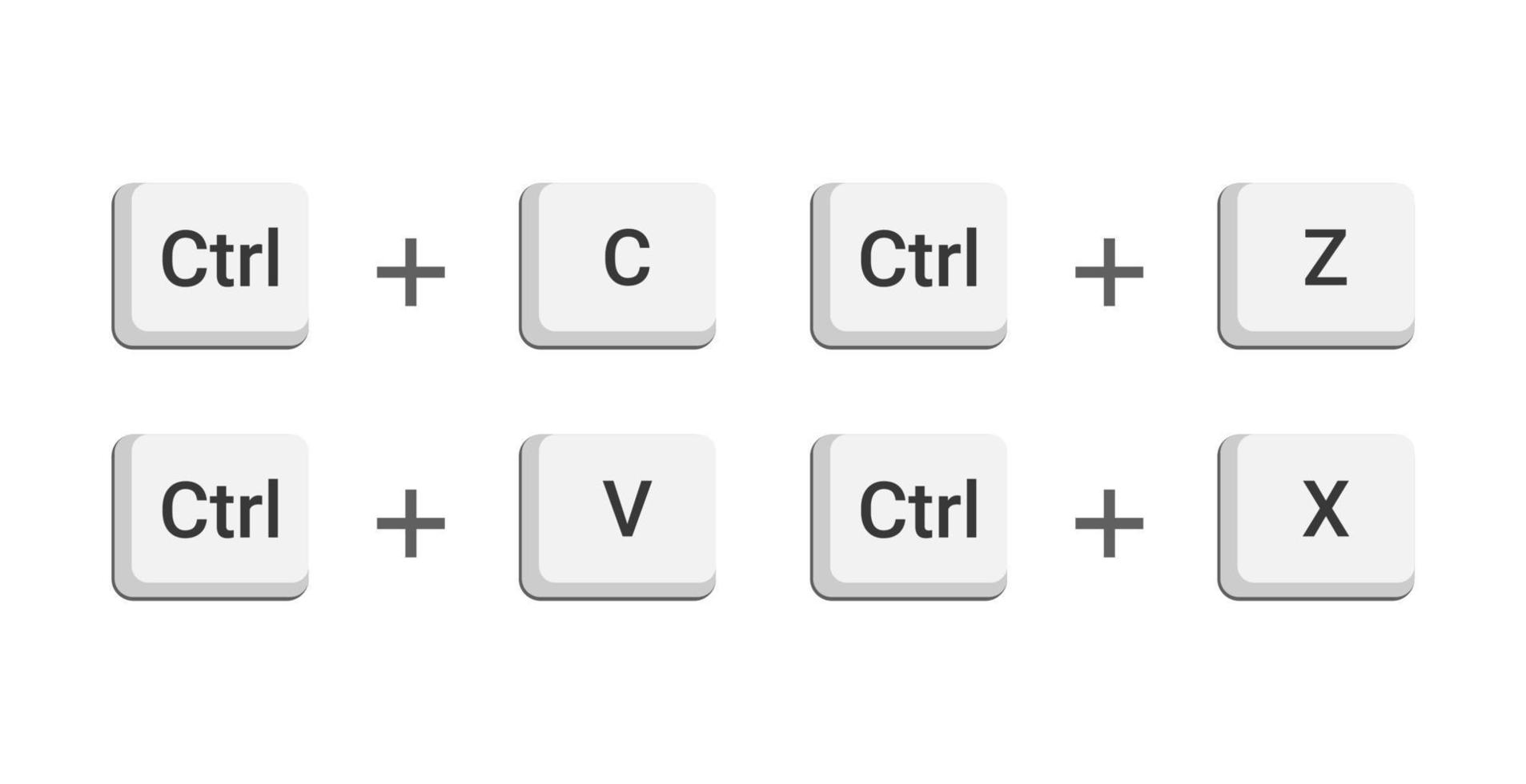 vector de los botones de teclado ctrl c, ctrl v, ctrl z, ctrl x.