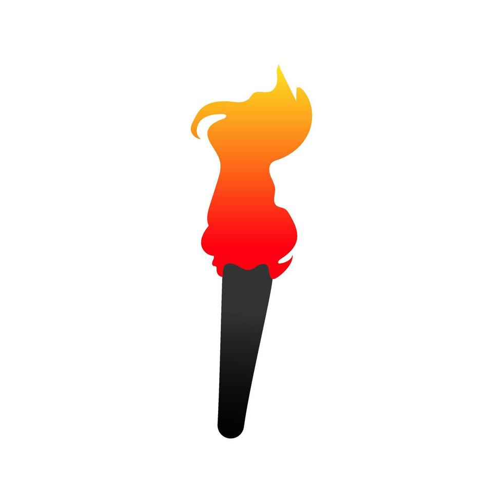 ilustración del logotipo del vector de la llama de la antorcha. llama de fuego brillante y diseño de icono de chispa aislado sobre fondo blanco.
