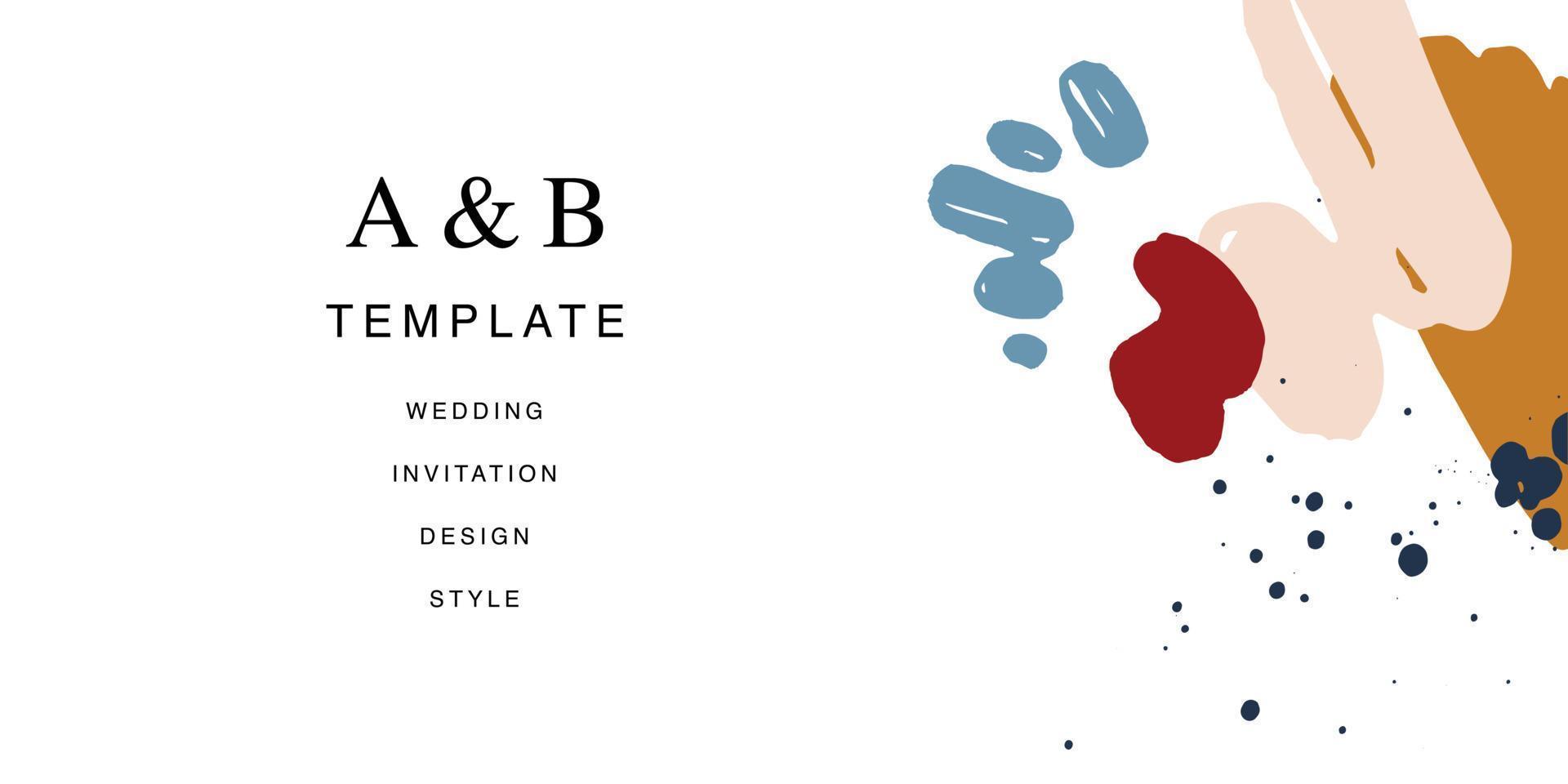 Minimalist design for wedding invitation card templates. Simple brush stroke backgrounds in vintage themes for greeting cards. Premium and elegance design graphic vector