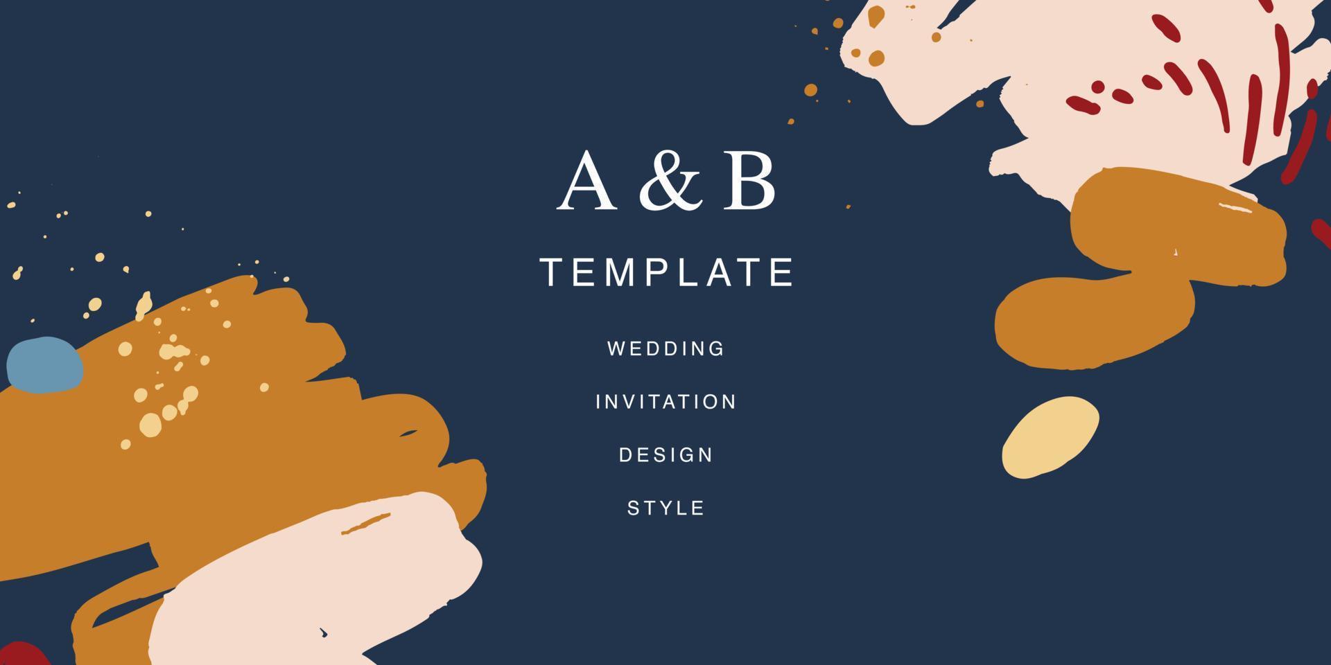 Minimalist design for wedding invitation card templates. Simple brush stroke backgrounds in vintage themes for greeting cards. Premium and elegance design graphic vector