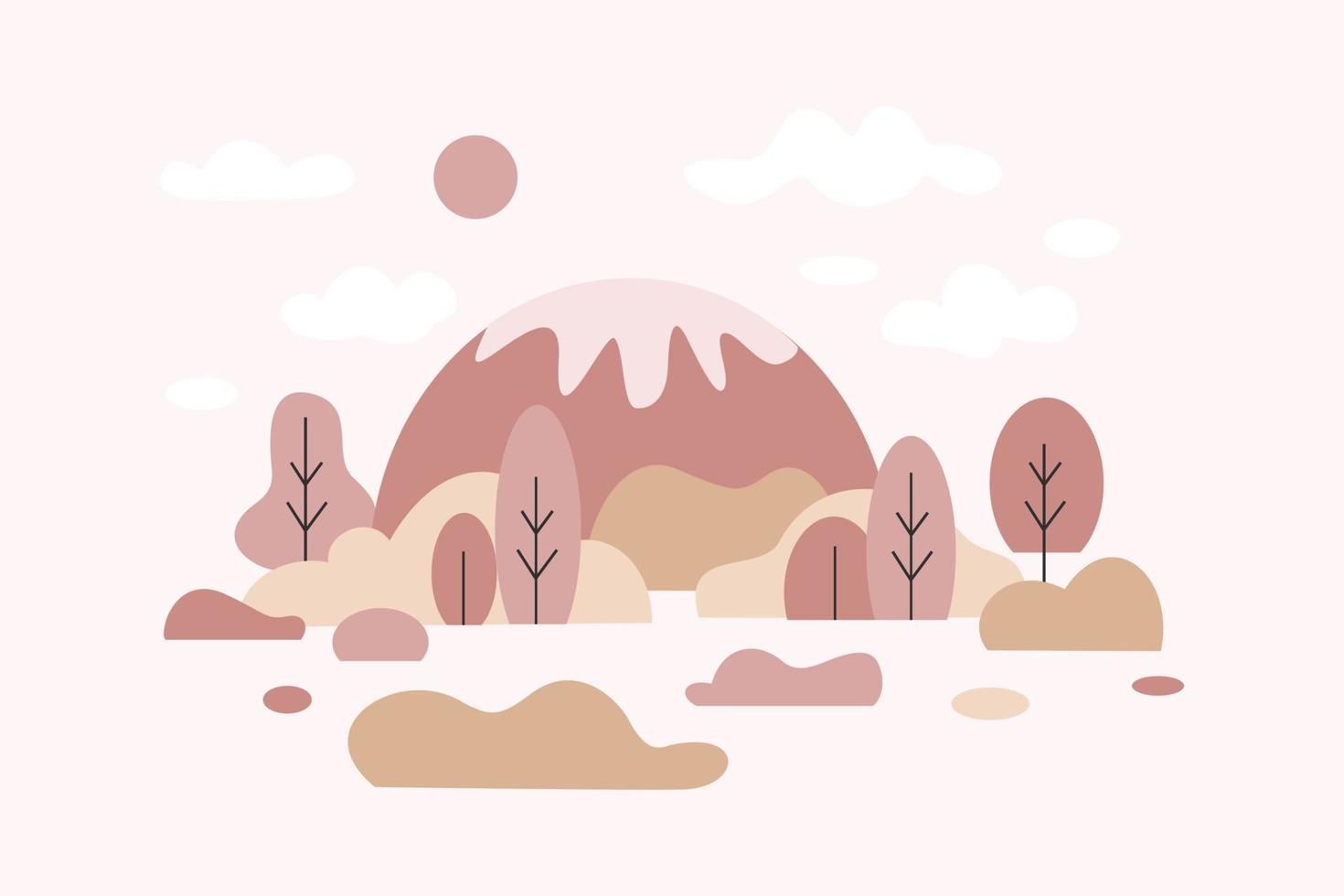 Cute landscape in minimalist flat design vector