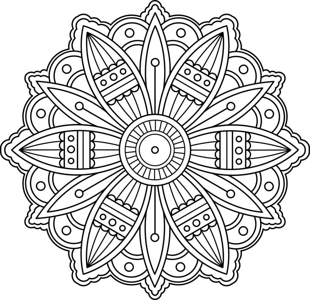 Mandala coloring page black and white vector illustration