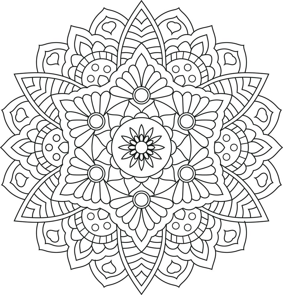 Hand drawn mandala for adults coloring book vector