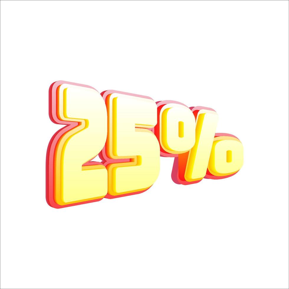 25 percent discount, 3D number price off tag vector