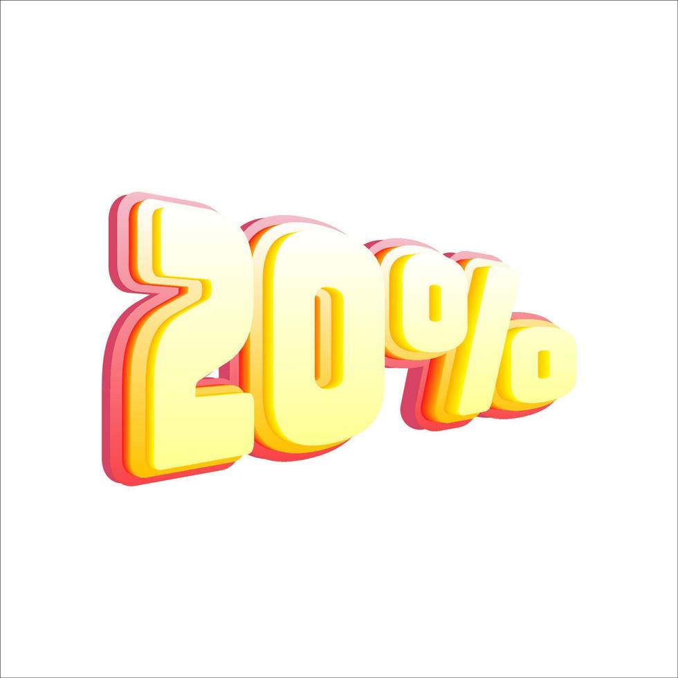 20 percent discount, 3D number price off tag vector