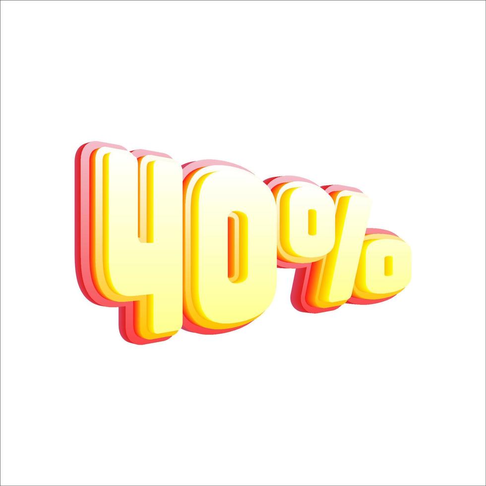40 percent discount, 3D number price off tag vector