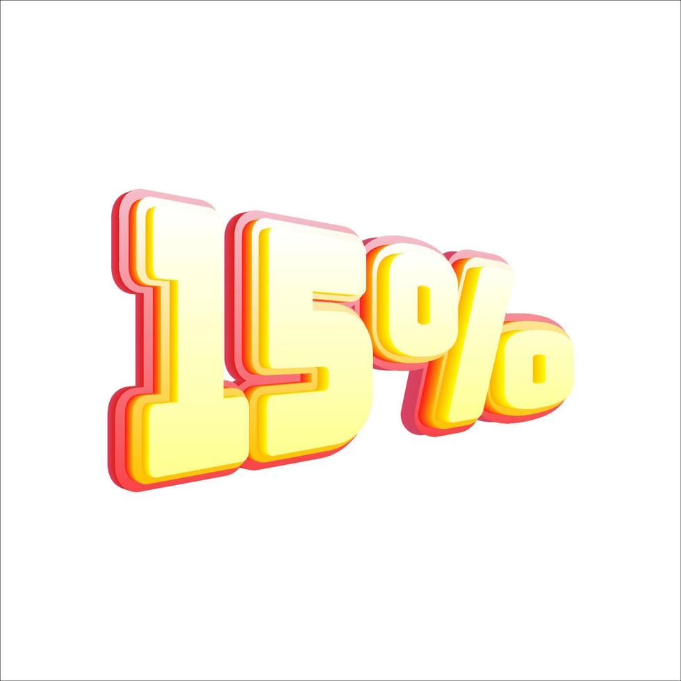 15 percent discount, 3D number price off tag vector