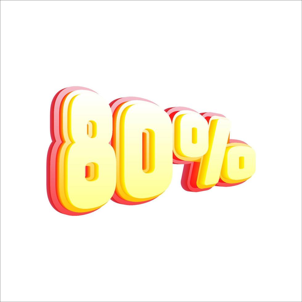 80 percent discount, 3D number price off tag vector