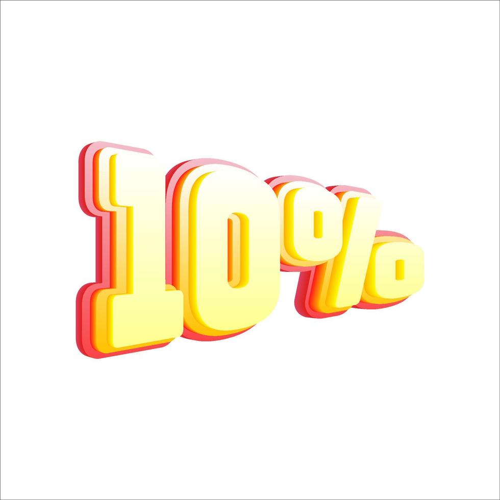 10 percent discount, 3D number price off tag vector