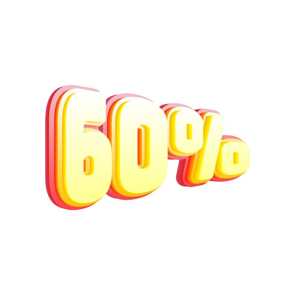 60 percent discount, 3D number price off tag vector