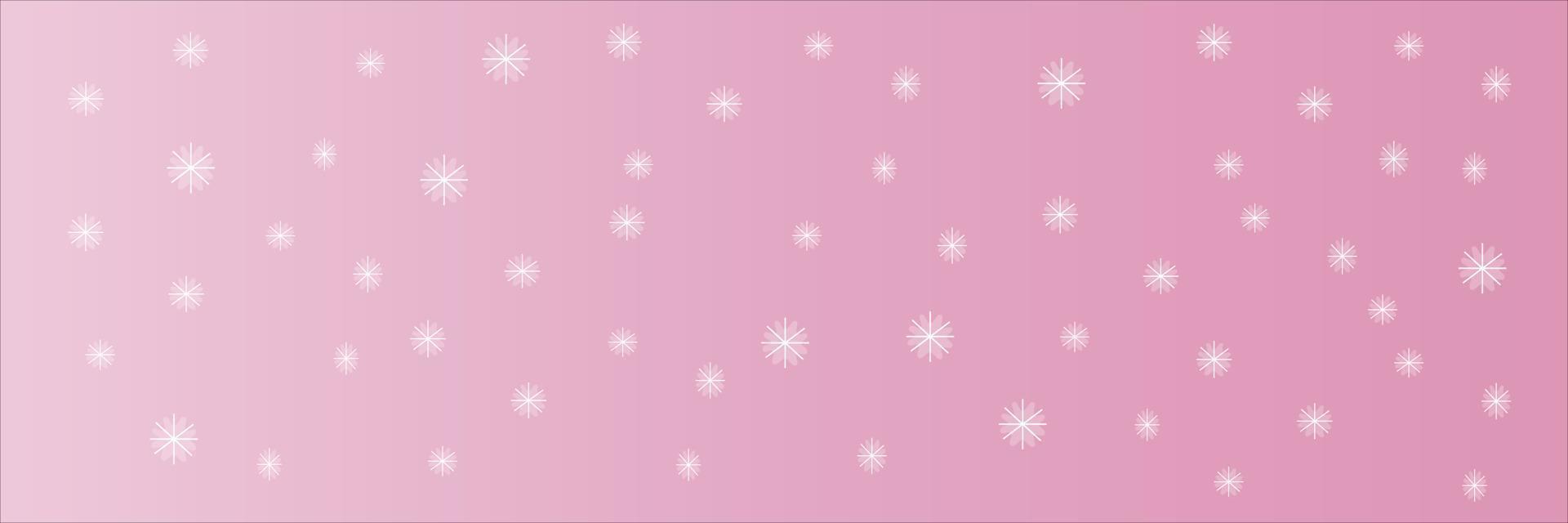 pink background gradient white snowflakes vector