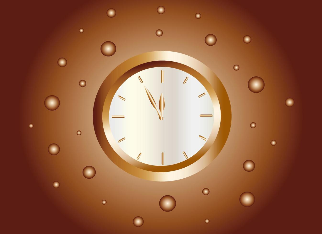 reloj de oro en globos de decoración de degradado marrón burdeos vector