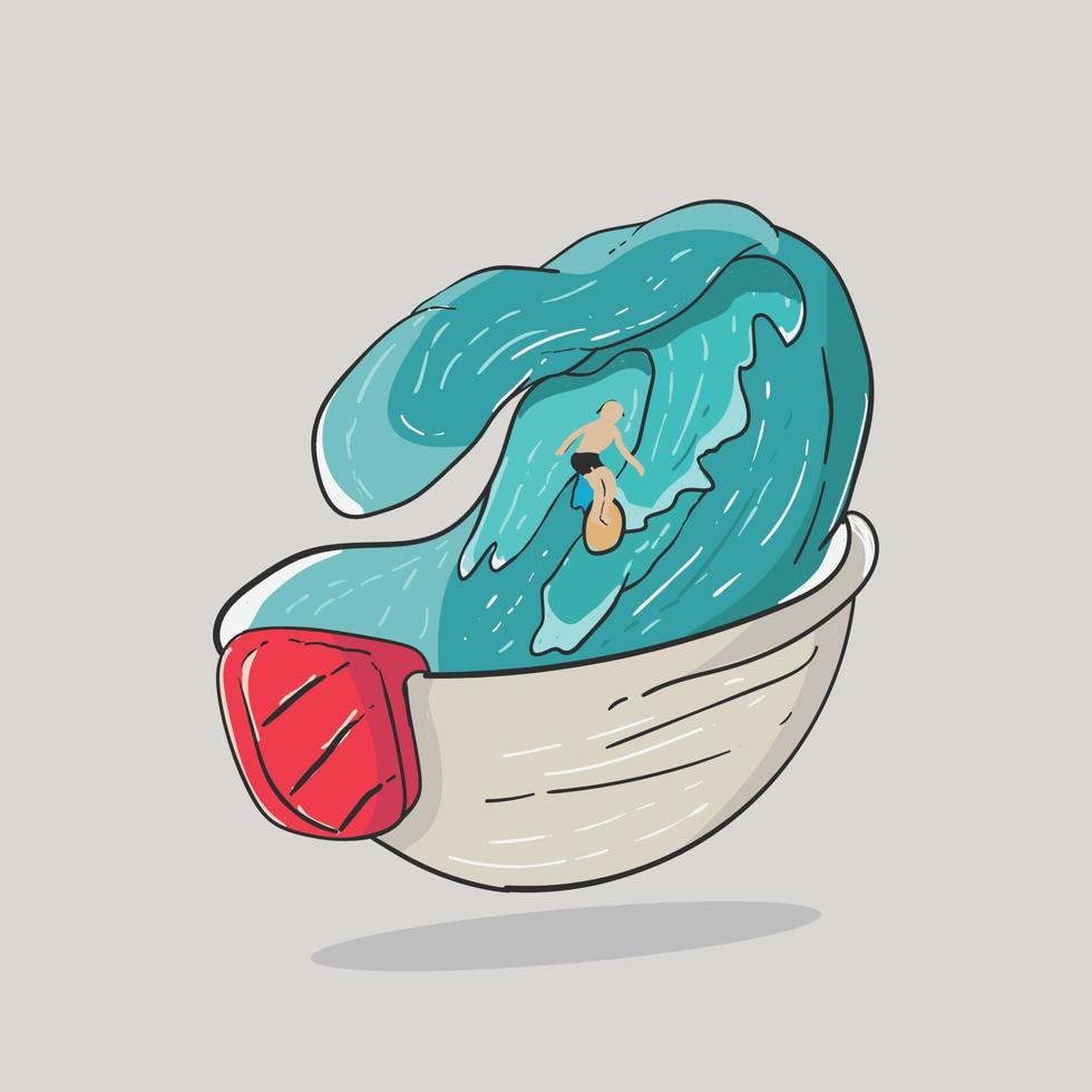 Ramen bowl slide illustration vector