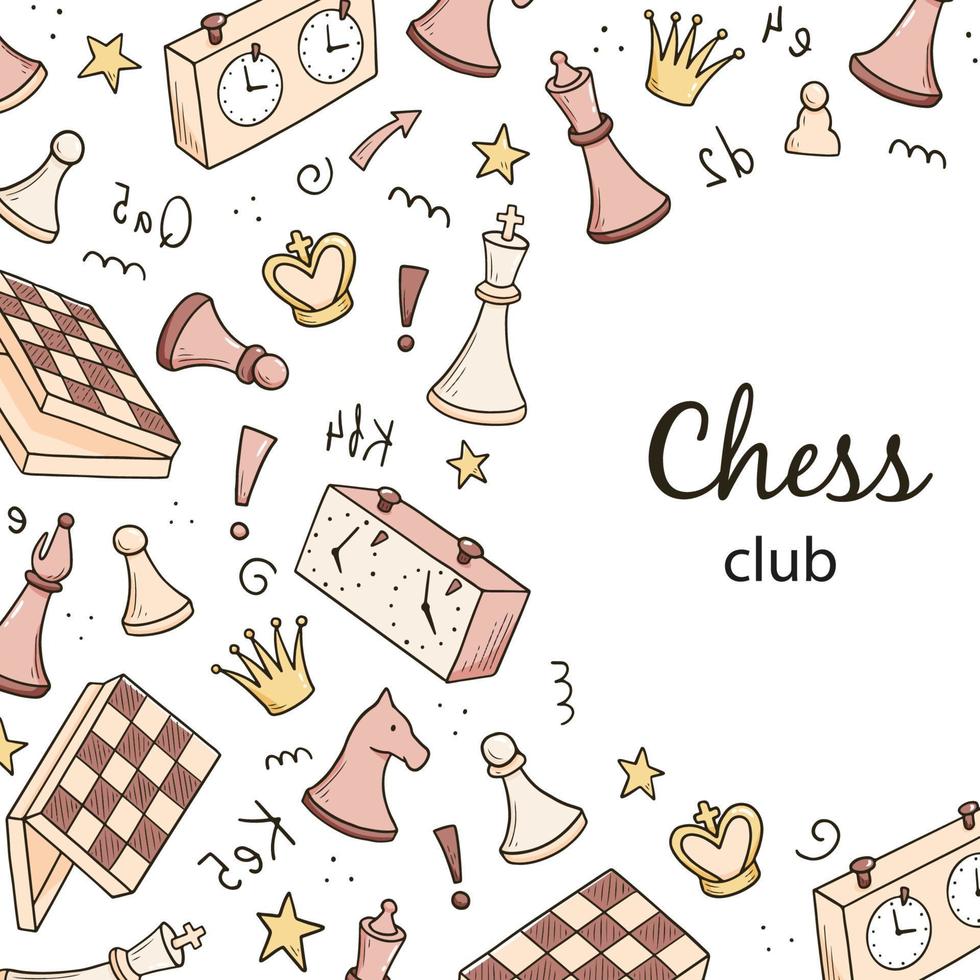 Hand drawn banners template with cartoon chess vector