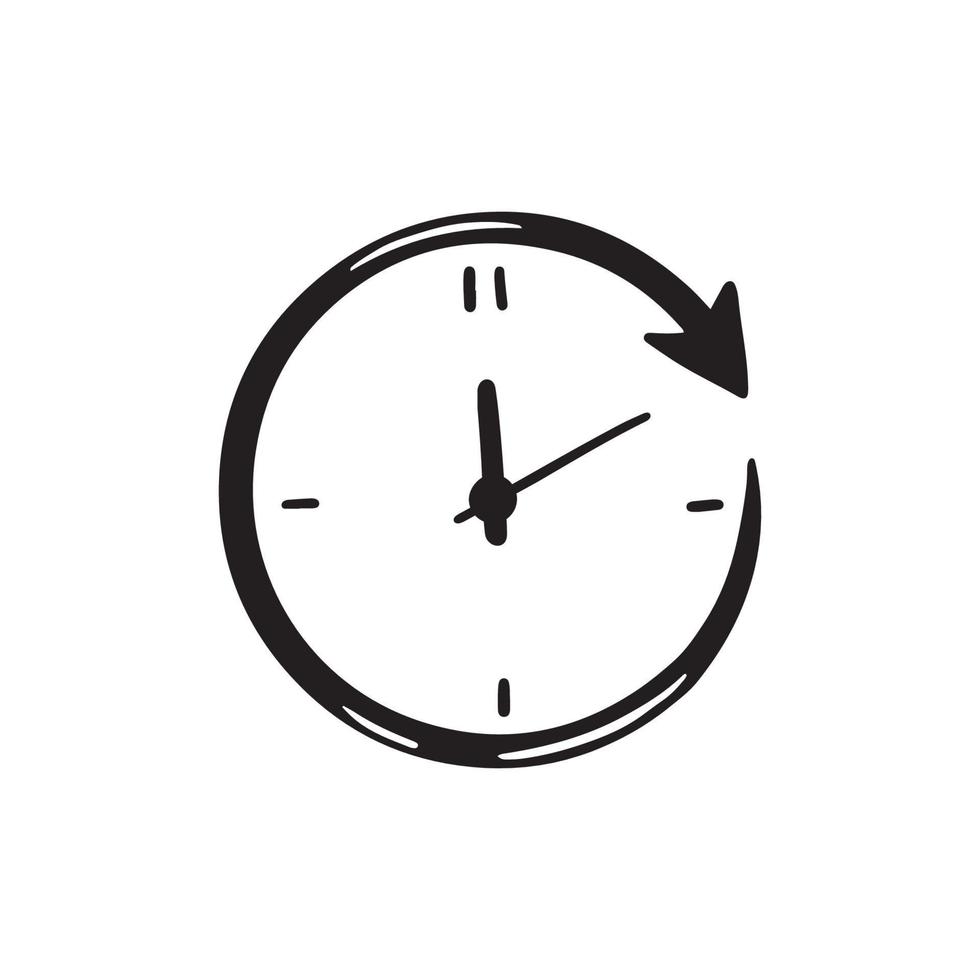 Hand drawn clock of balck color vector