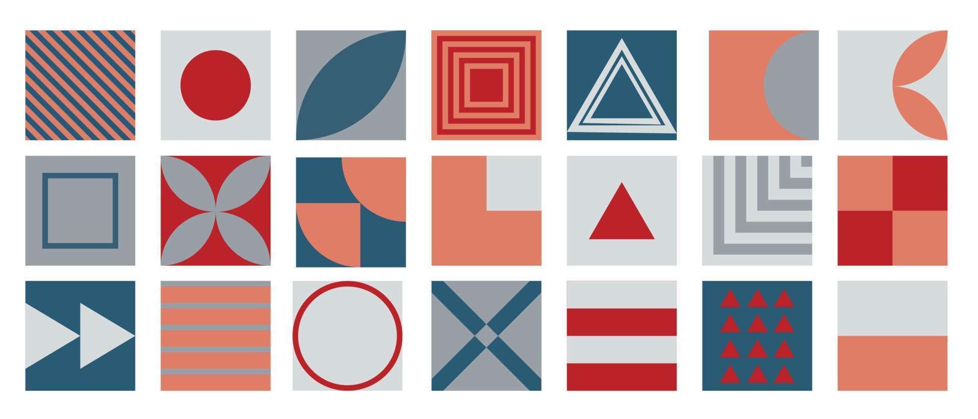 Modern geometric forms. Minimal basic abstract shapes swiss bauhaus style, primitive contemporary dynamic blocks. Brutalism basic forms, lines, eye, circles and patterns, art vector set