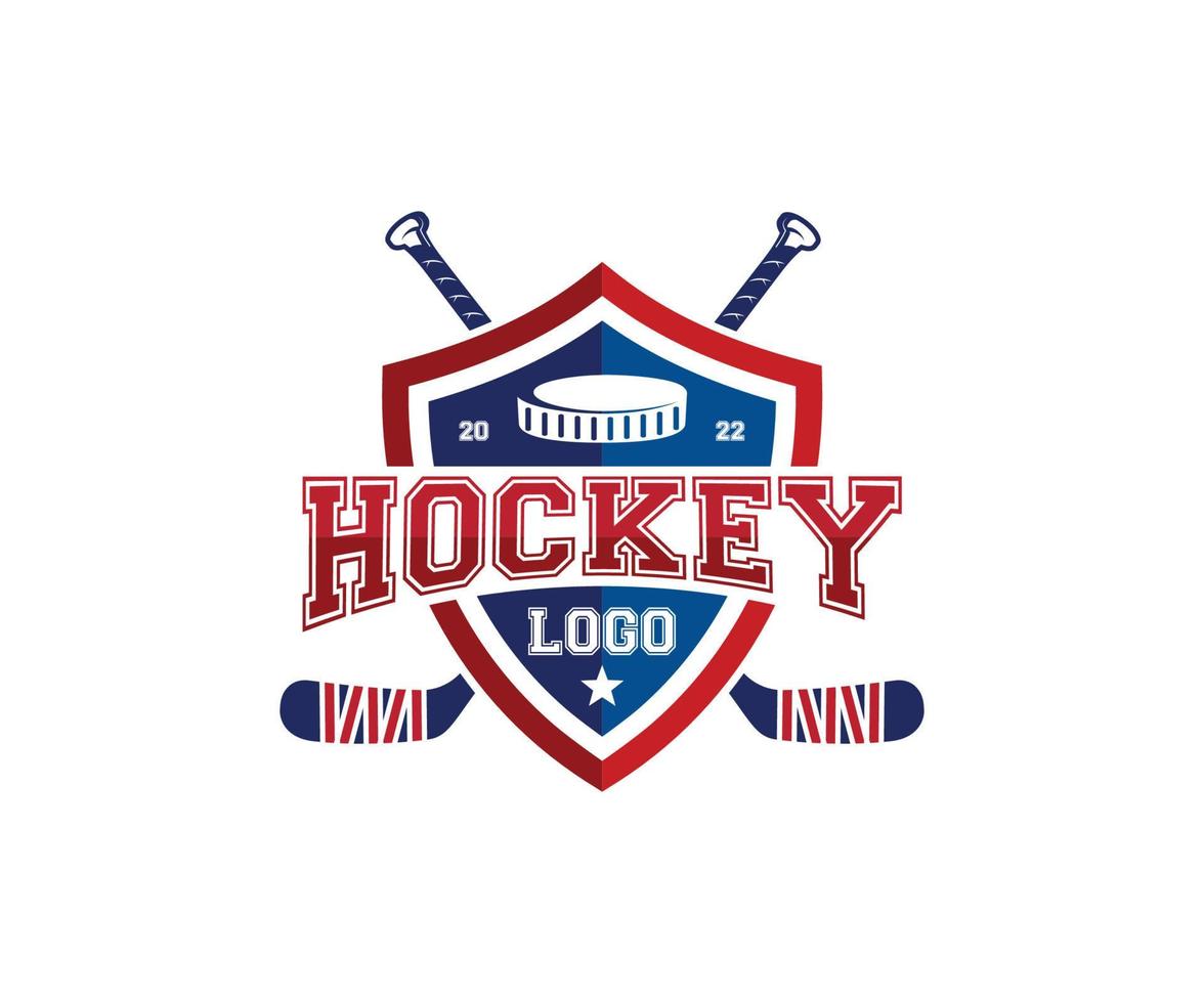 plantilla de vector de diseño de logotipo de insignia de emblema de escudo de hockey sobre hielo