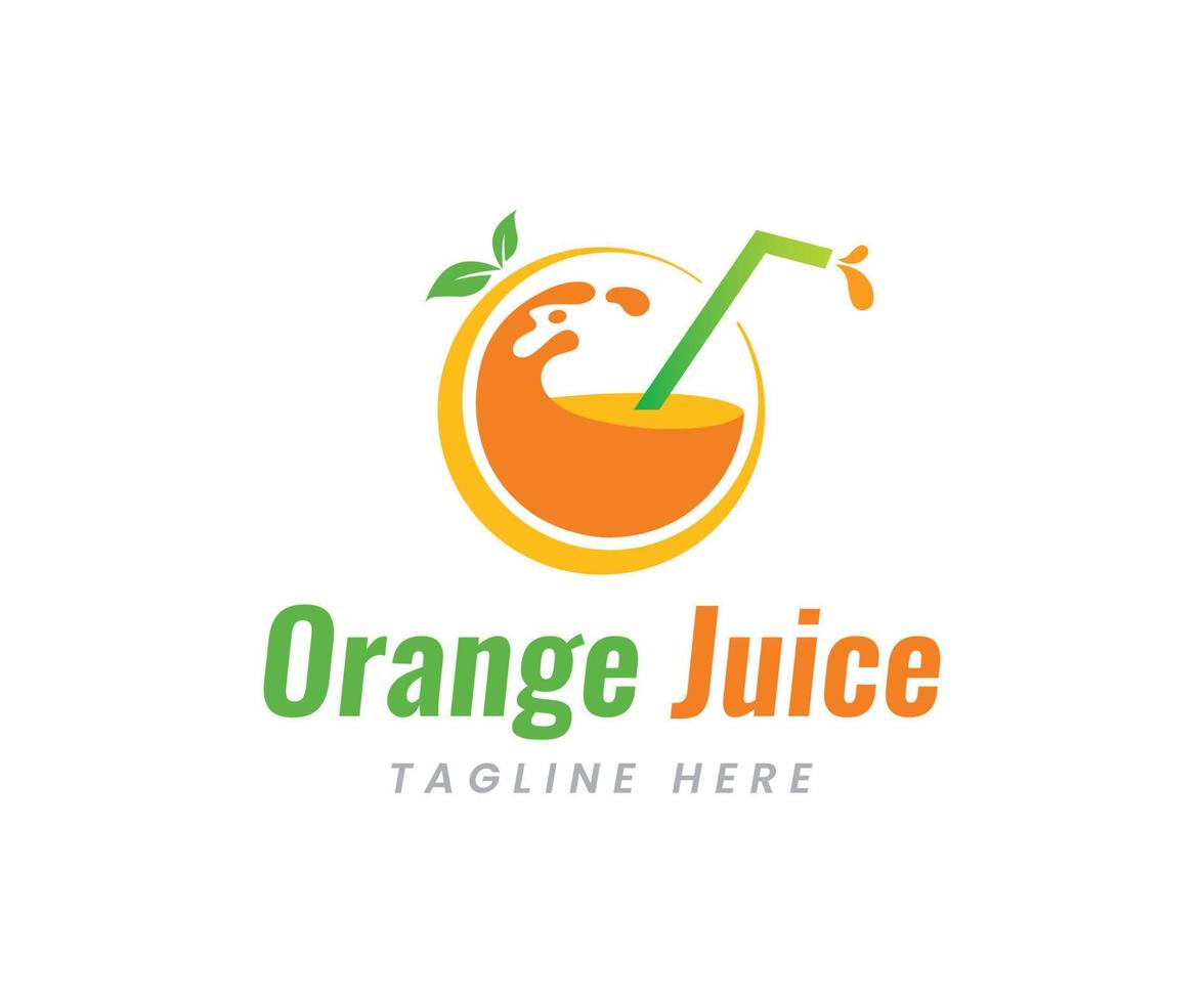 Orange Juice Logo. Juice Bar Logo Design Template vector