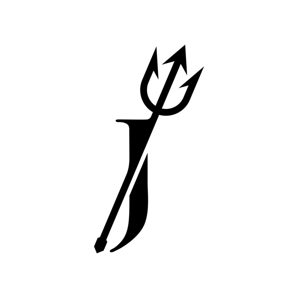 Initial J Trident Logo vector