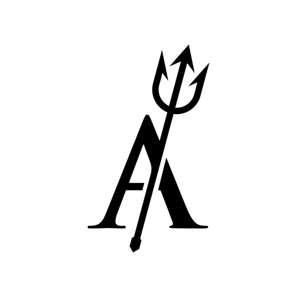 logotipo inicial de un tridente vector