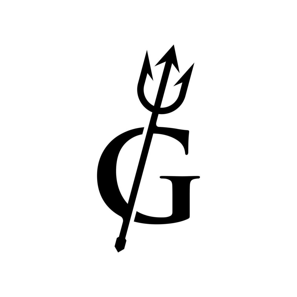 logotipo de tridente inicial g vector