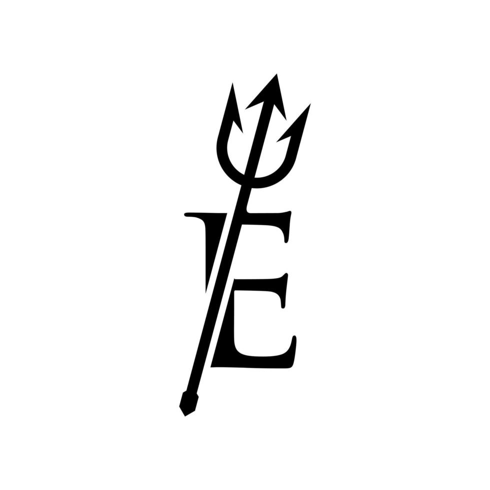 Initial E Trident Logo vector