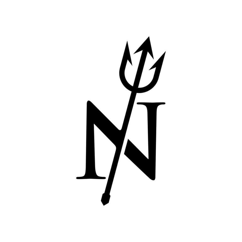 logotipo inicial de n tridente vector