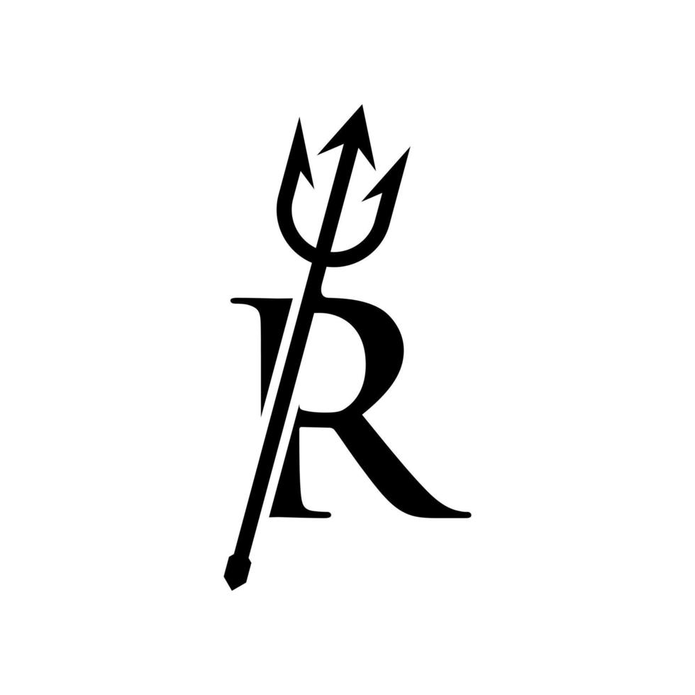 logotipo inicial del tridente r vector