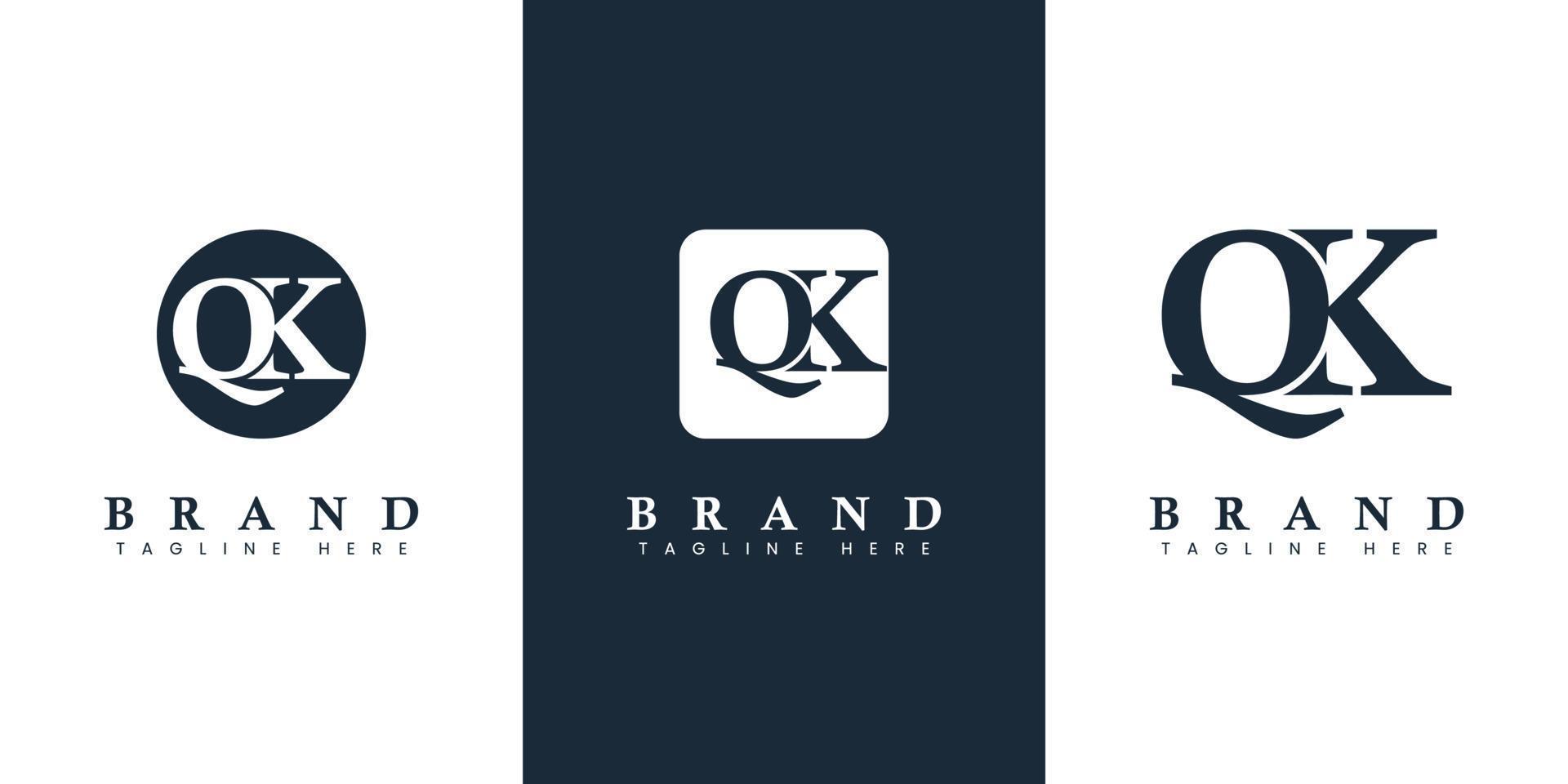 Modern and simple Letter QK Logo, suitable for any business with QK or KQ initials. vector