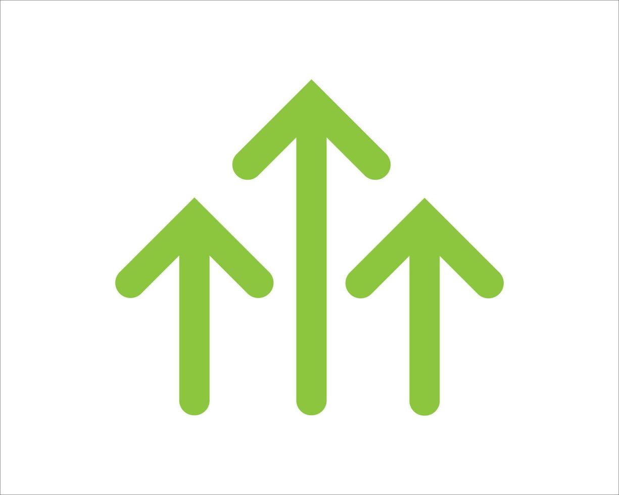 Vector green arrows up icon. Upload icon. upgrade sign. growth symbol. pointing arrow.