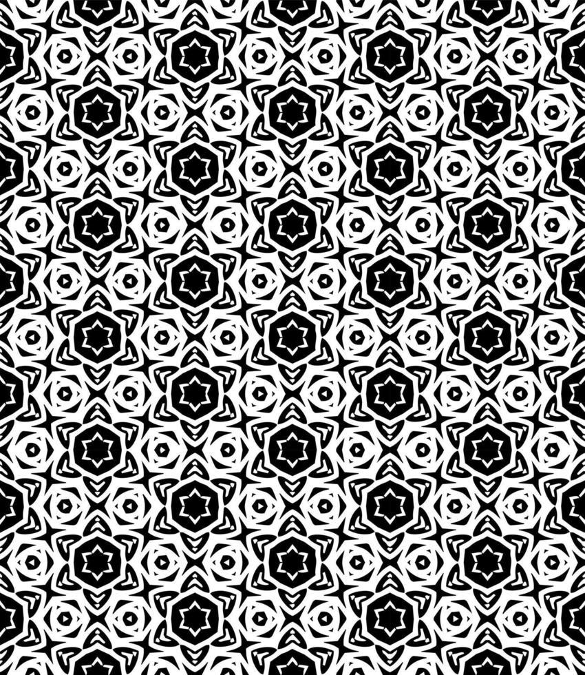 Black and white seamless pattern texture. Greyscale ornamental graphic design. Mosaic ornaments. Pattern template. vector