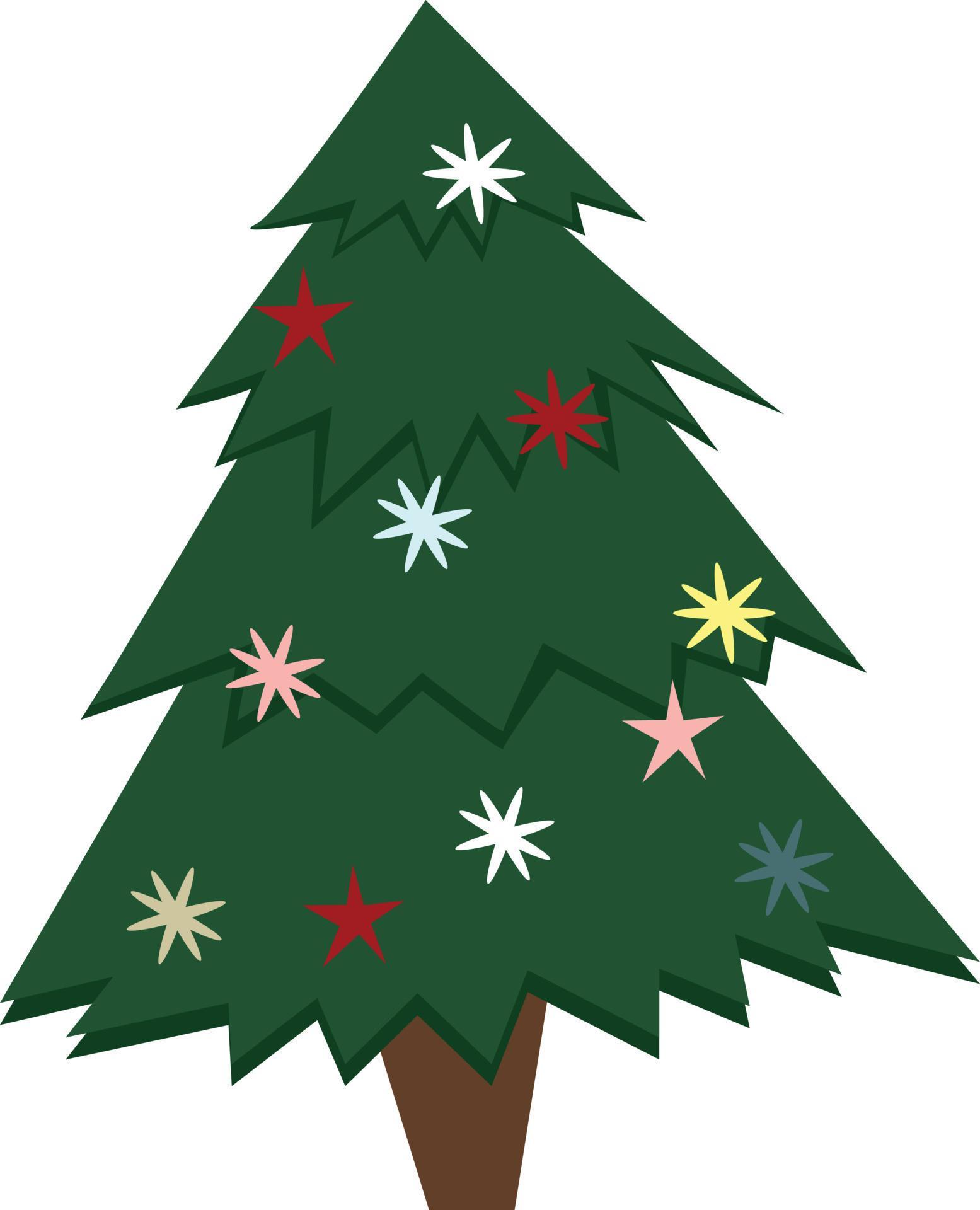 Big Christmas tree not on white background, festive illustration for