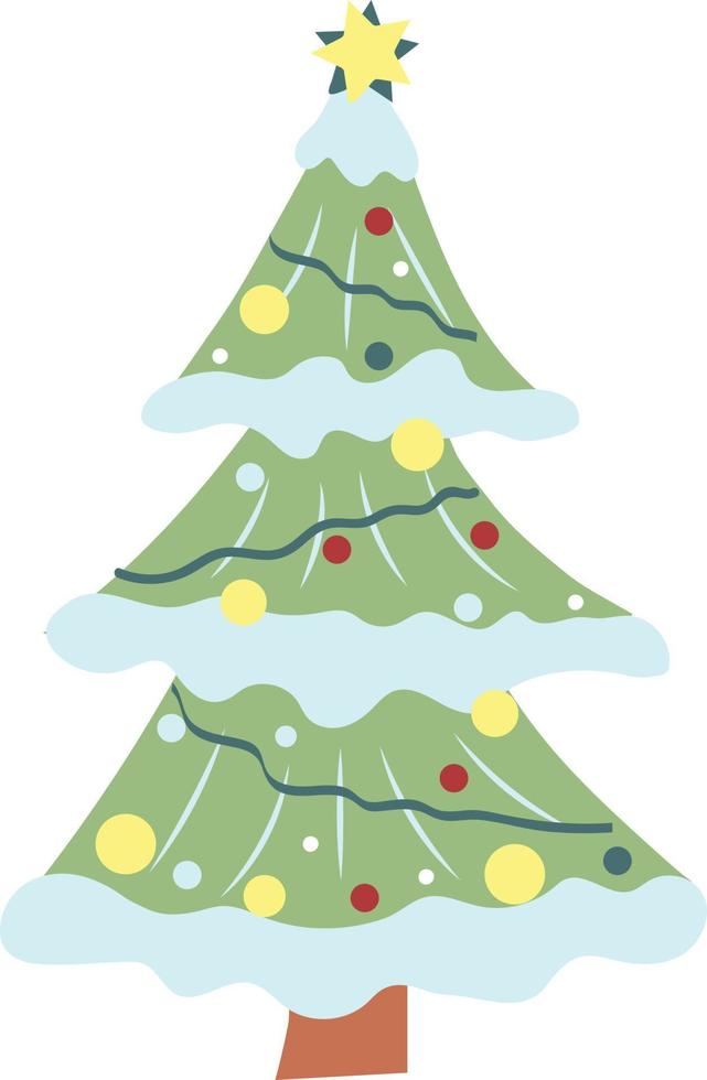 Christmas tree isolated on white background, festive decor vector