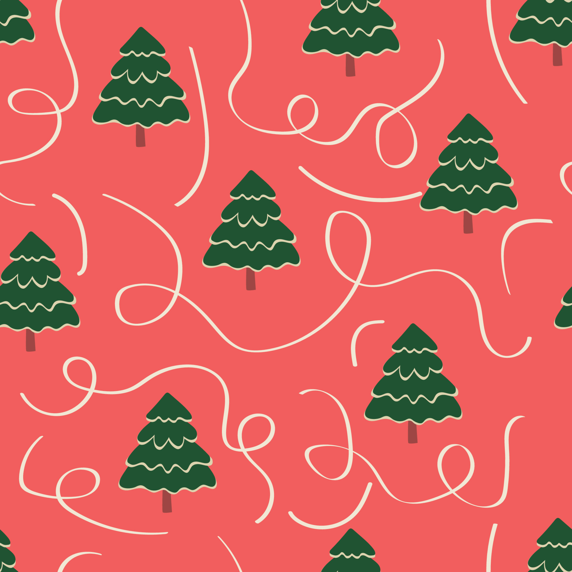 Christmas trees seamless pattern, Christmas trees on a bright