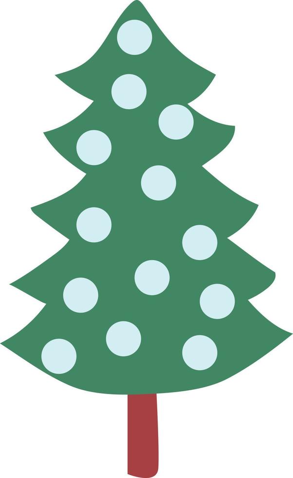 Funny Christmas tree on a white background, decorated Christmas tree with white balls vector