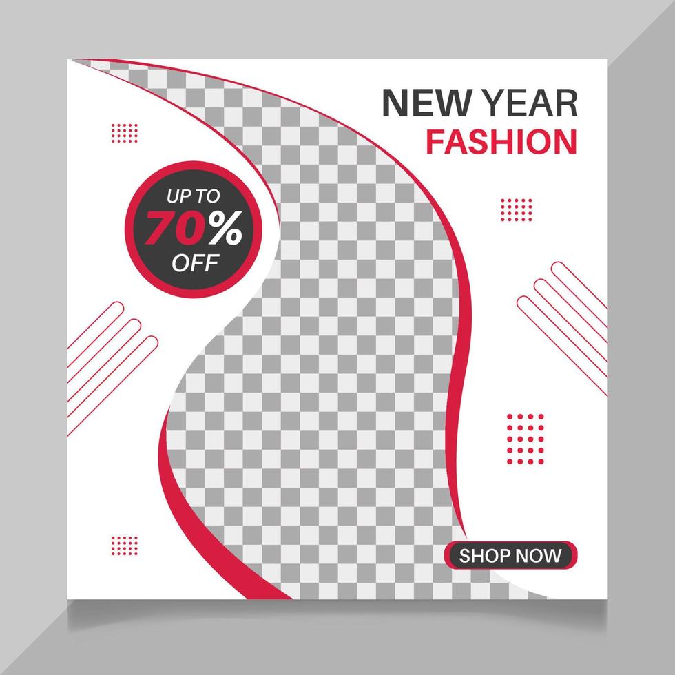 Happy new year super fashion sale social media post template vector