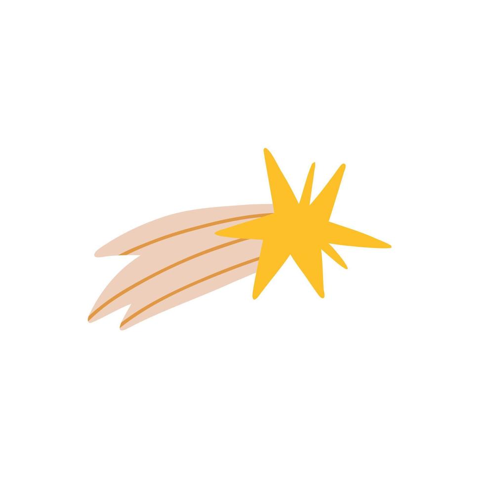 a star with a tail. shooting star. vector illustration in flat style