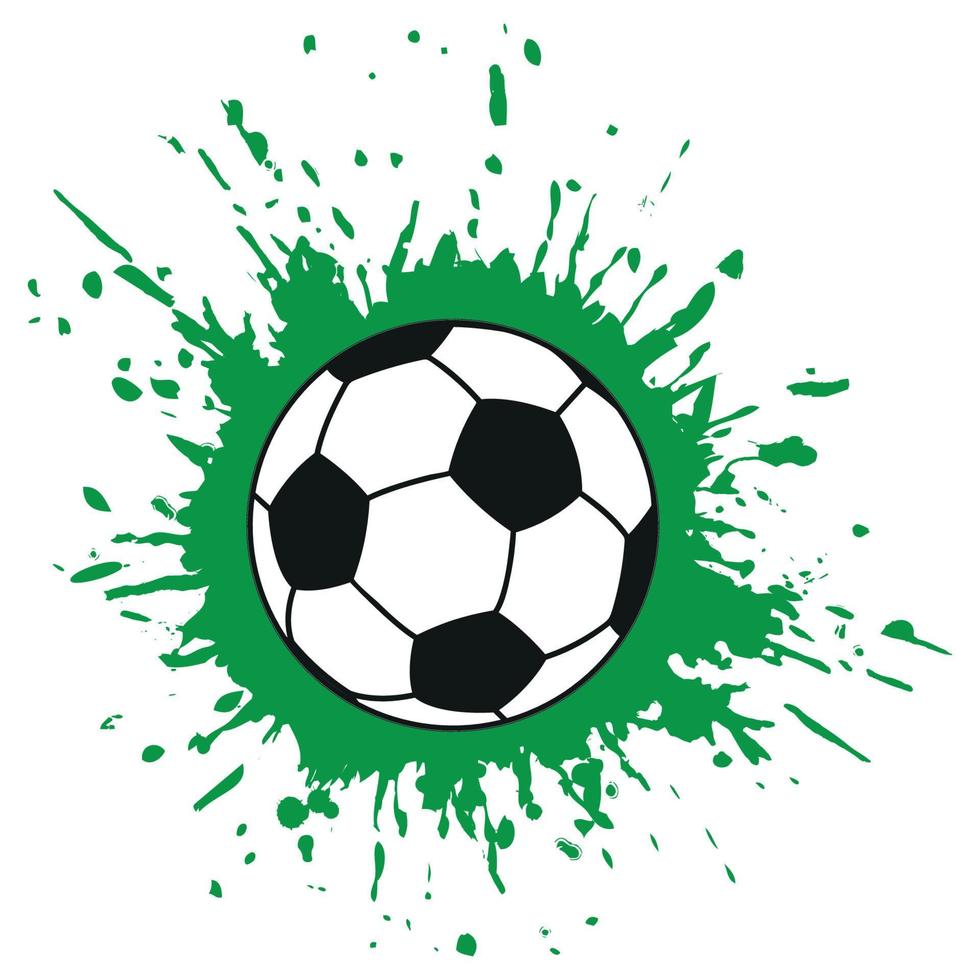 Soccer ball with green grunge stain vector