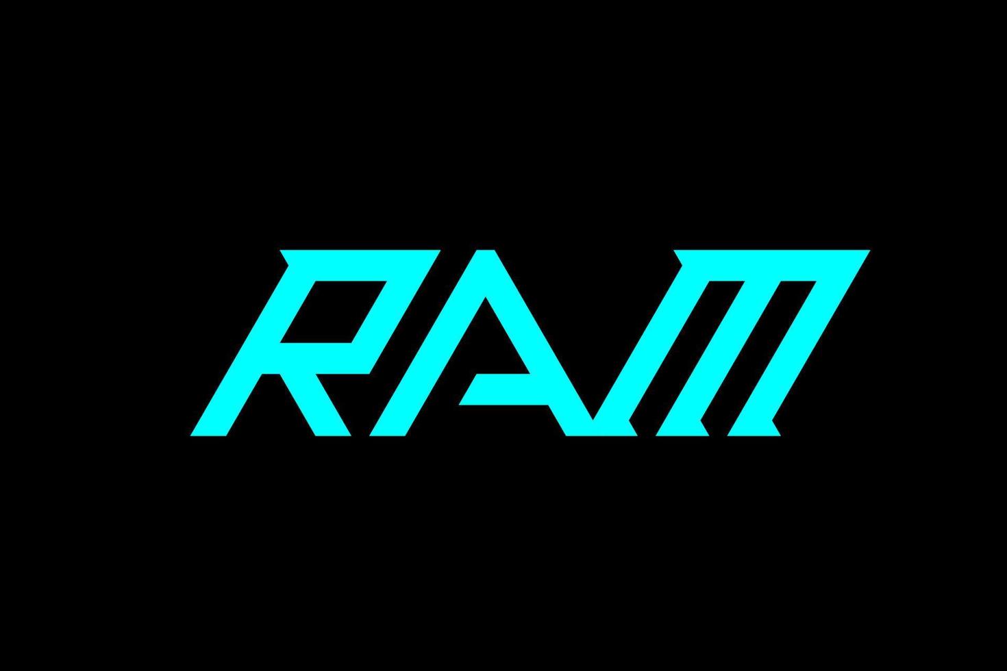 diseño de logotipo de letra y alfabeto ram vector