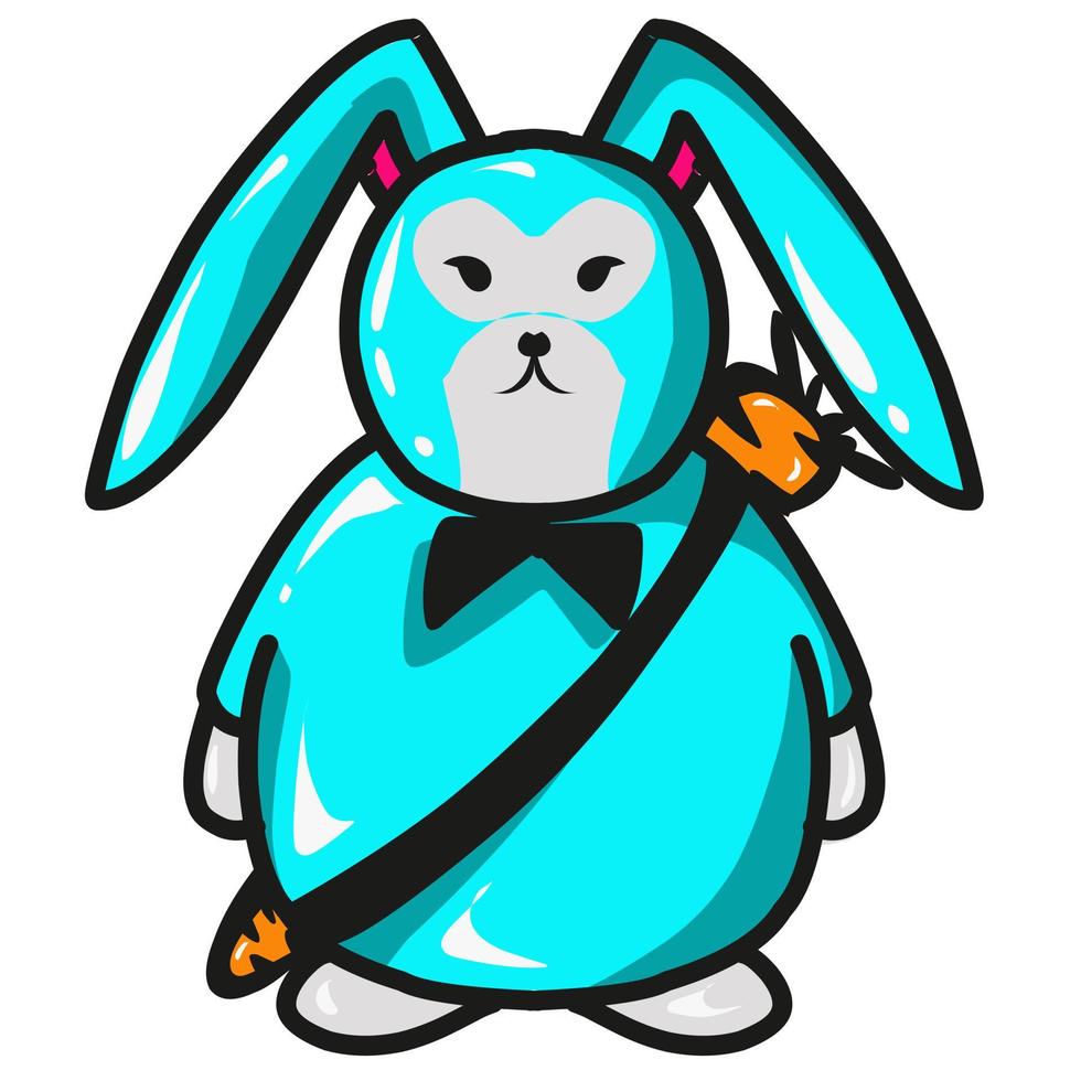 The design of a rabbit carrying a carrot is suitable for stickers, logos and others vector